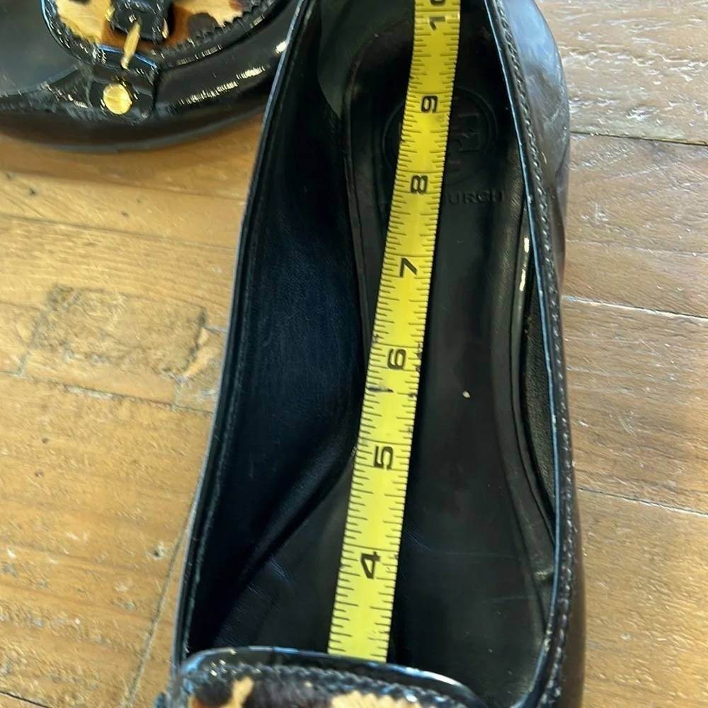 Tory Burch leopard pony hair patent leather flats women’s size 9 animal print
